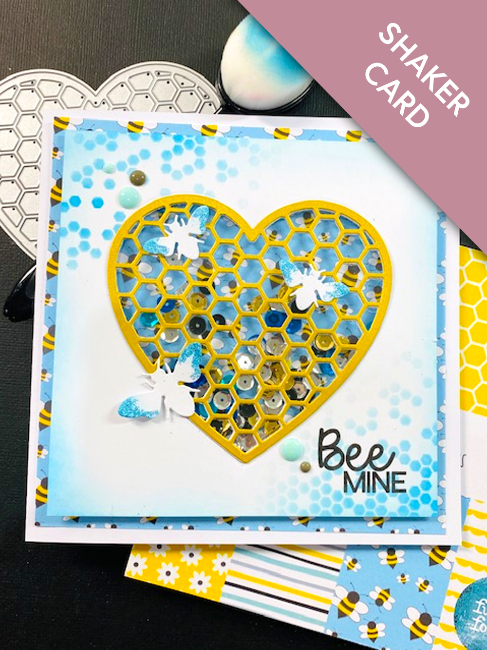 Honeycomb Heart Shaker Card