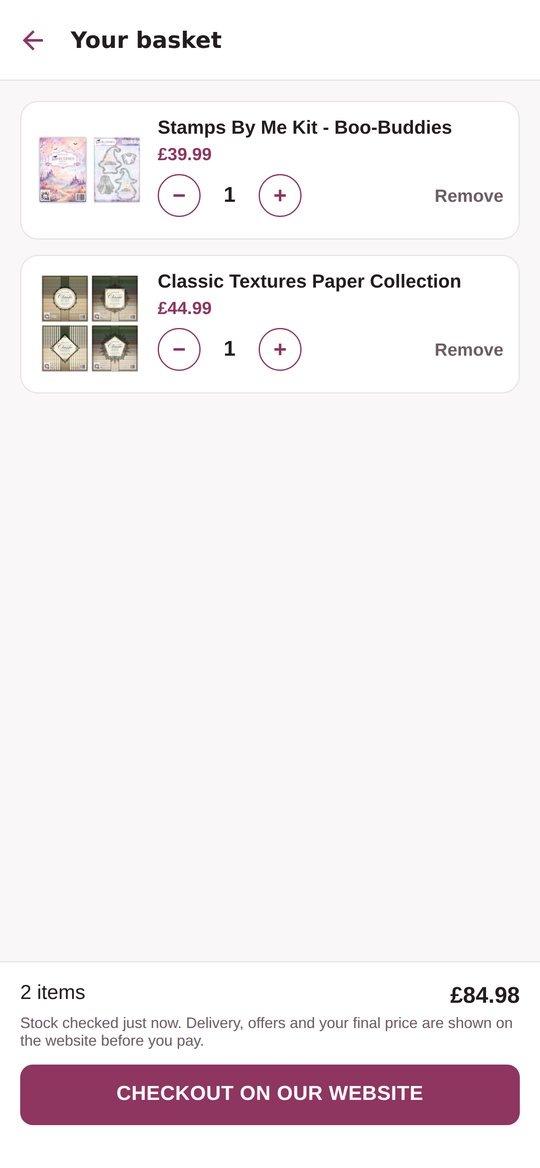 The basket in the app