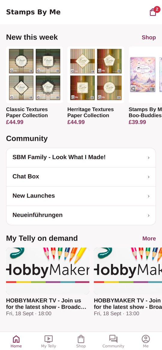 The Stamps By Me app home screen