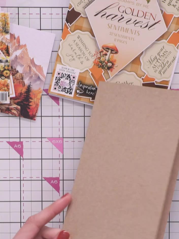 Step 1: Score and fold a piece of kraft-coloured card stock to create a DL-sized card blank.