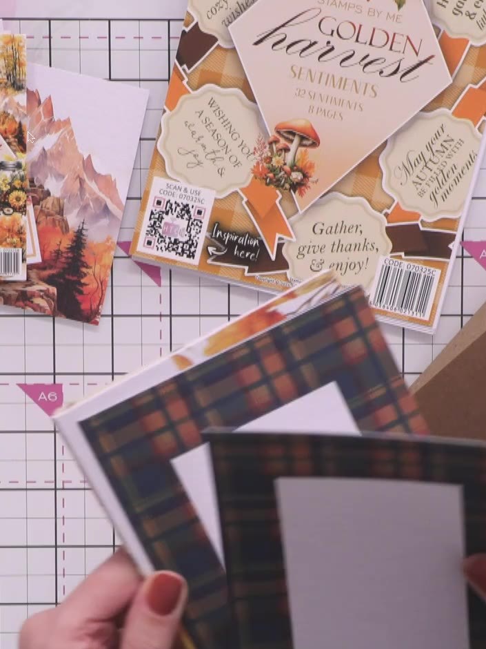 Step 3: Select a topper panel with a white aperture and tartan pattern. Trim the panel down by removing excess from ea