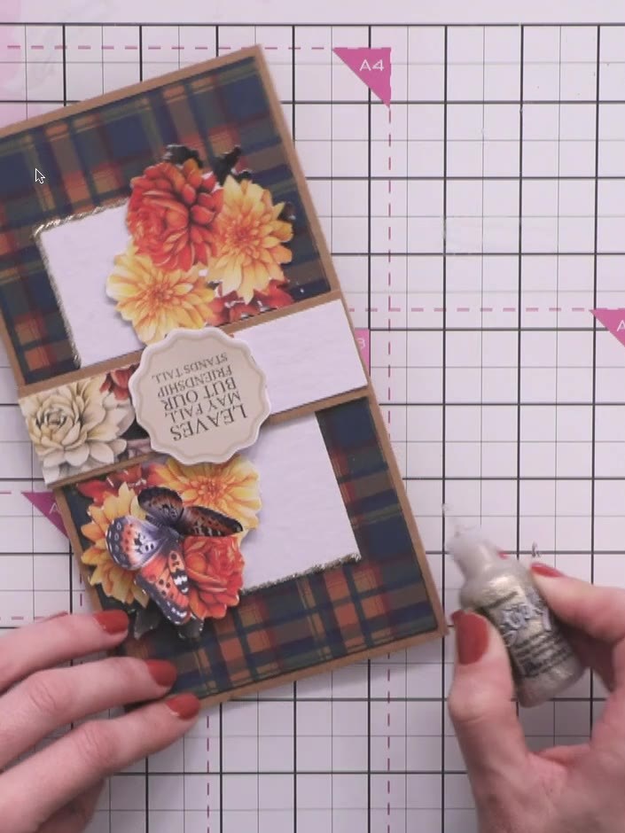 Golden Harvest DL Card with Fussy-Cut Florals and Sentiment - the finished project