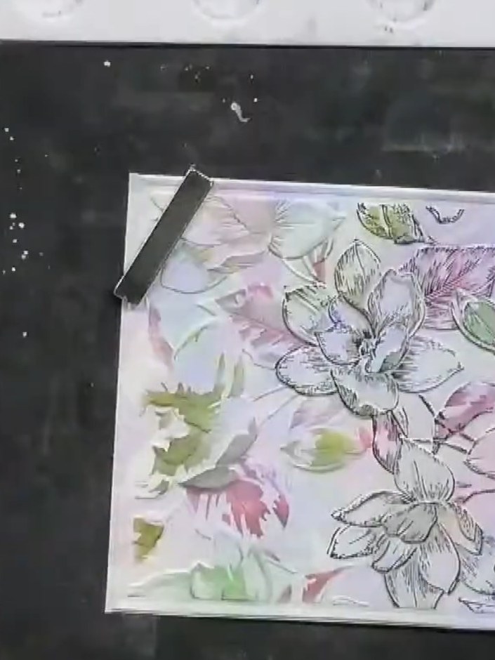 Step 7: Allow the embossed and stencilled design to dry completely. Admire the layered effect created by combining the