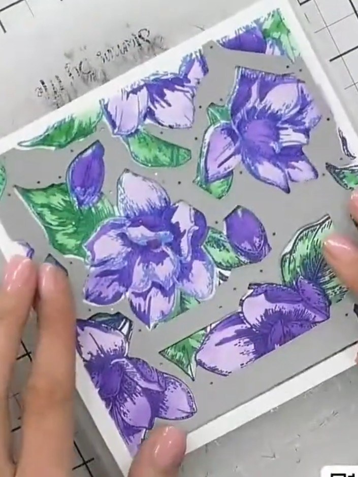 Step 8: Place your stamped and coloured card into the coordinating 3D embossing folder. Run it through your die-cuttin