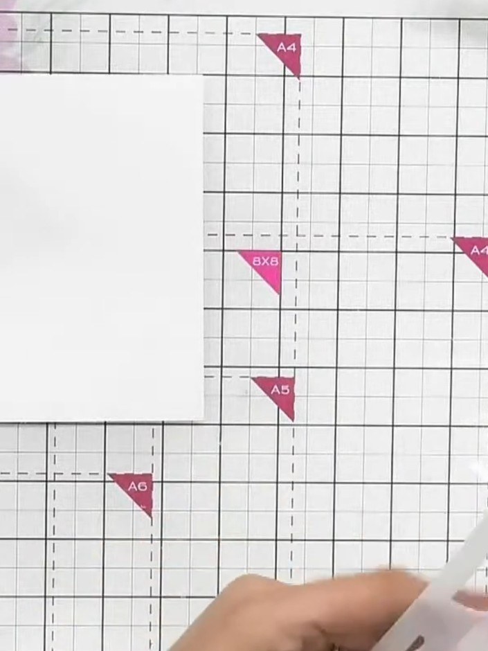 Step 1: Lay out your four numbered stencils (A4, A5, A6, exe) in order on your craft mat, positioning them at the edge
