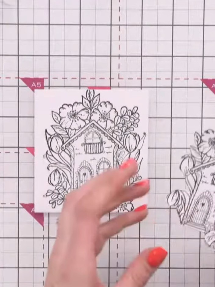 Step 2: From your stamped house images, carefully fussy cut away selected leaves and floral elements to create pieces 