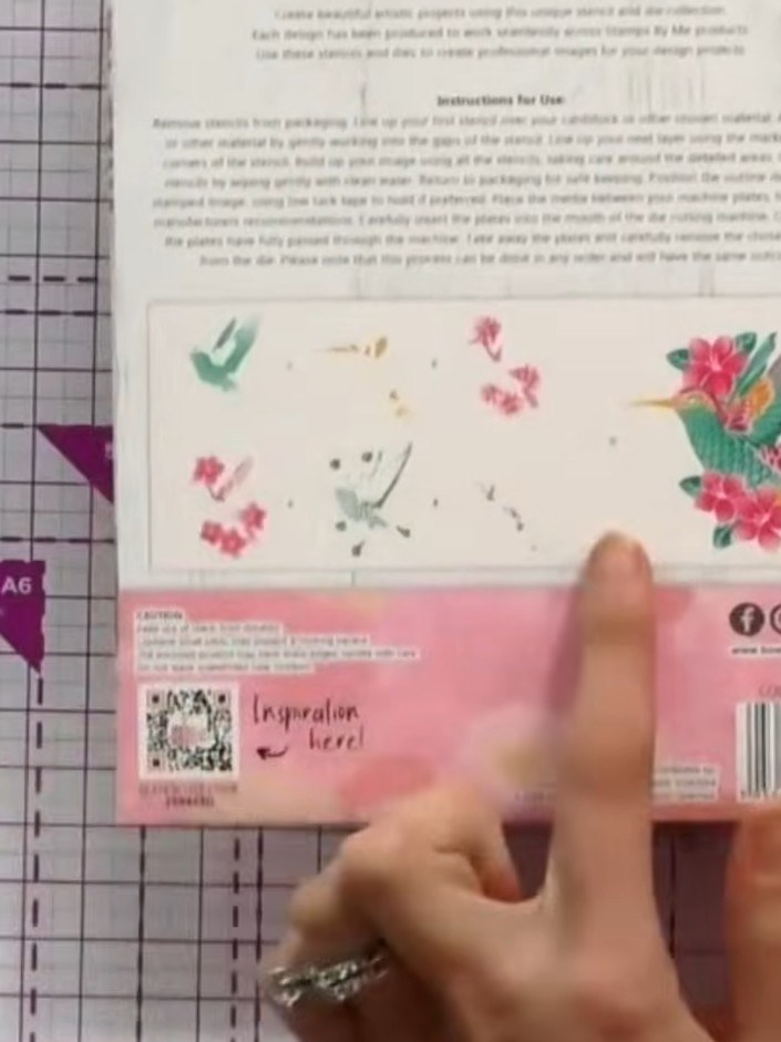 Step 2: Apply stencil one to your card stock using your chosen colours, following the system guide on the back of the 