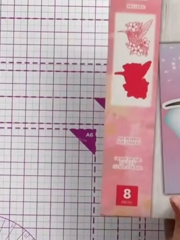 Step 3: Work through stencils two through six in sequence, layering the colours to gradually build up the hummingbird 