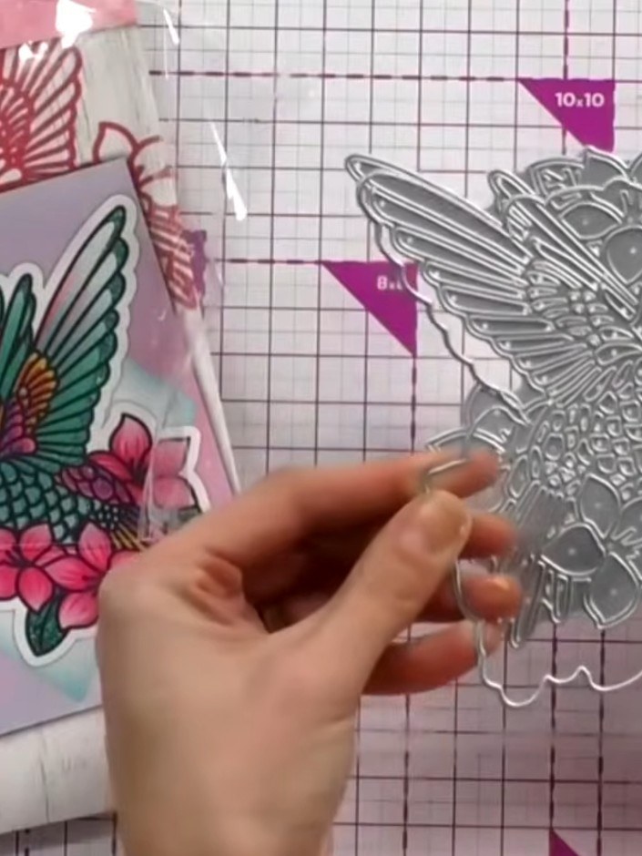 Step 5: Use the exterior die from the Set Me Free stencil and die set to cut the outer shape of your card. This create