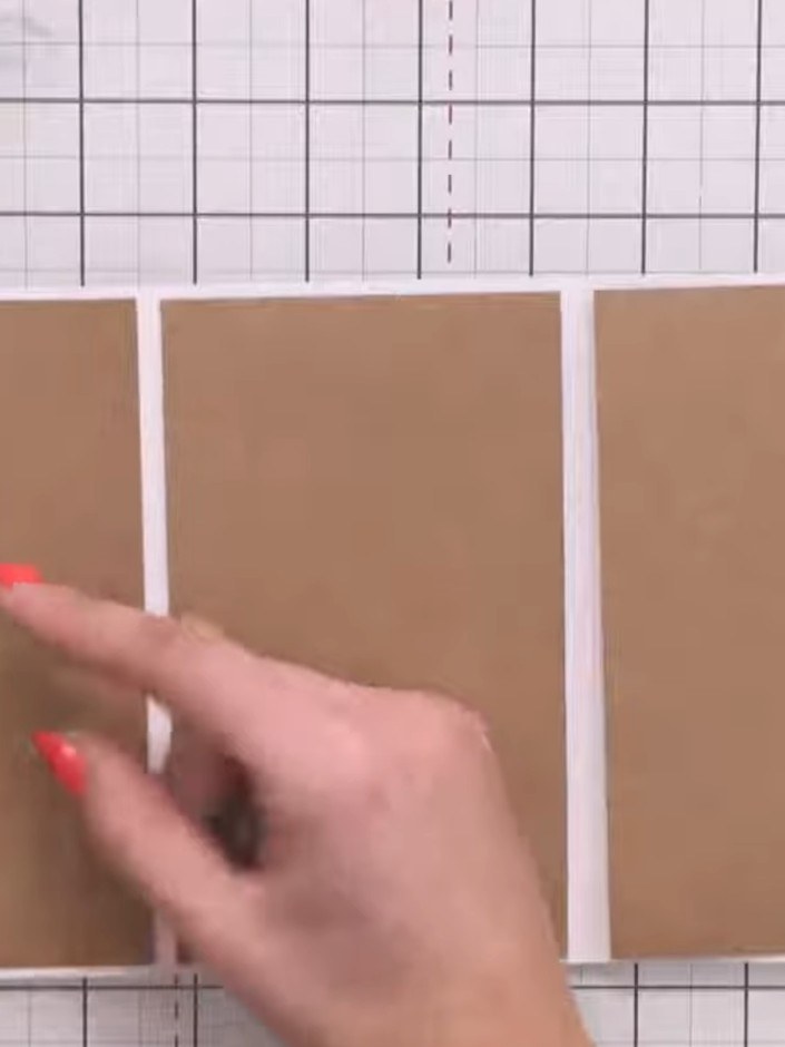 Step 7: Cut three pieces of kraft card: one for the back panel and two for the side panels. These will be used to deco