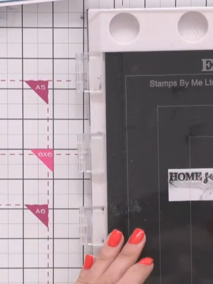 Step 13: Stamp the 'Home Sweet Home' sentiment onto a small white panel. Attach this panel to the front of the z-fold c