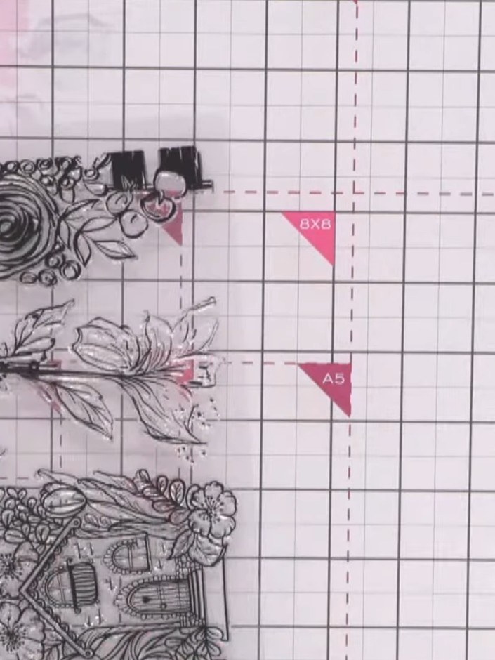 Step 1: Stamp the house design from the Happy Home stamp set onto white card using black ink. Clean the stamp after us
