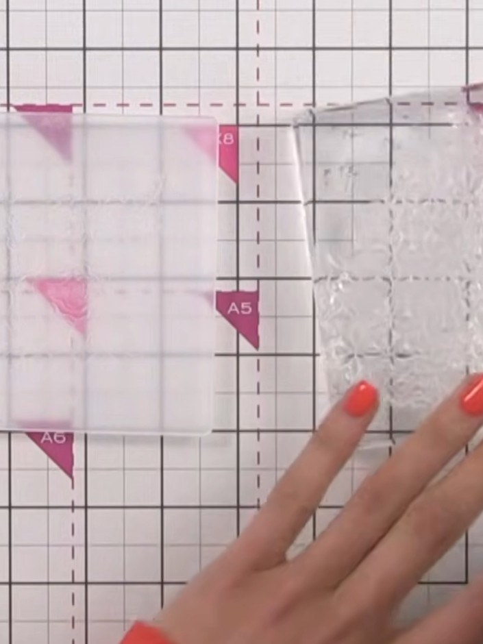 Step 2: Stamp the inked image onto the flat (debossed) side of your embossing folder. Cover the area with multiple sta