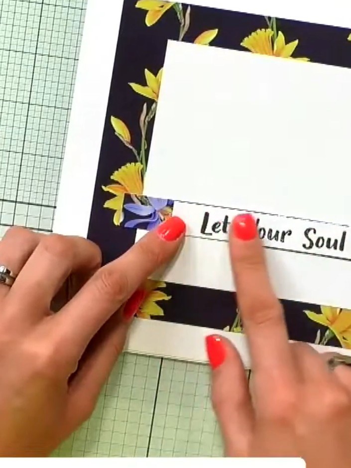 Step 5: Add a sentiment strip across the centre of the wreath. Position the strip with the text 'Let Your Soul Shine' 