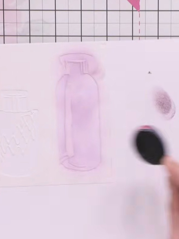 Step 5: Position the vase stencil (number 1) on your card and apply light ink in a glass-like colour using a blending 