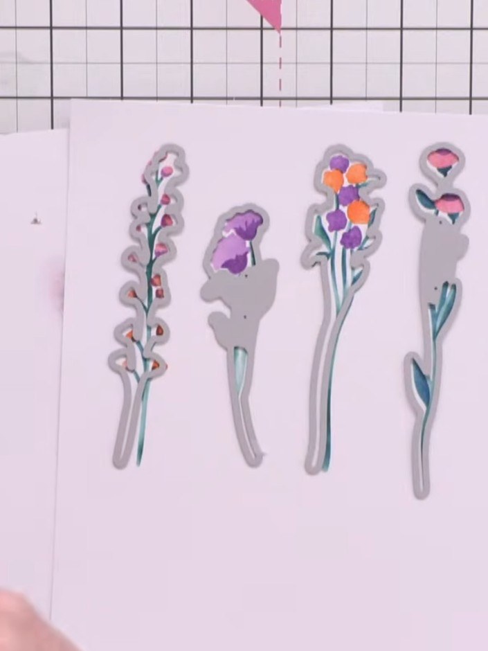 Step 8: Die-cut the embossed plaque pieces using the coordinating dies from the Antique Bouquets set to create debosse