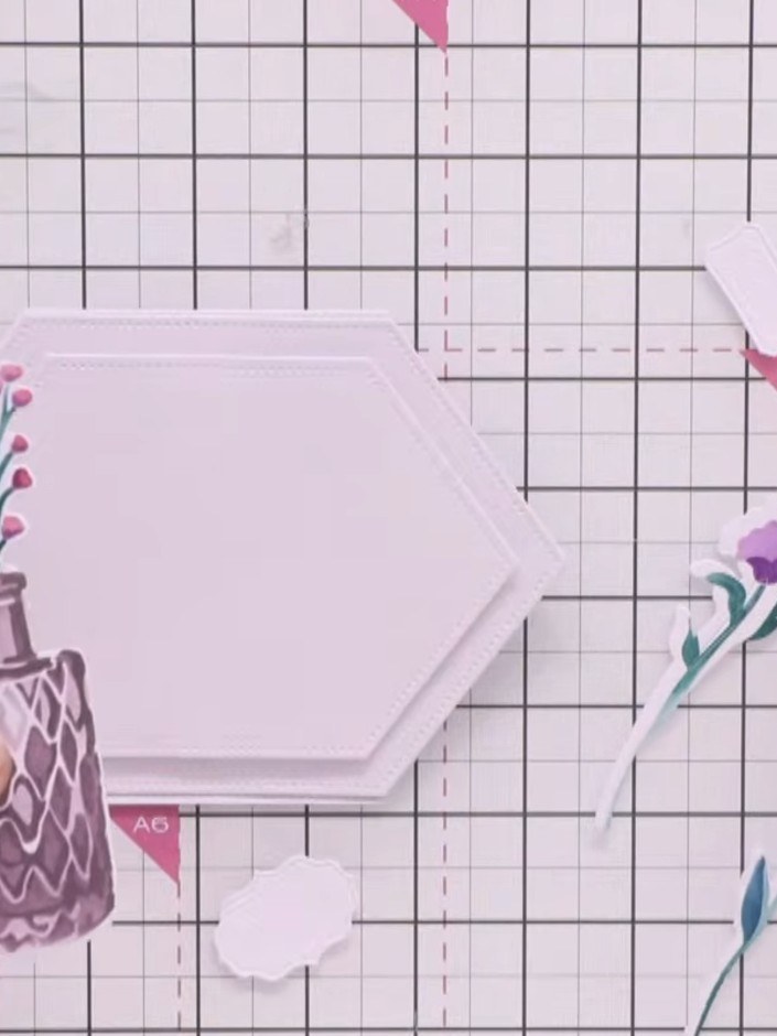 Step 9: Trim the vase die-cuts to fit your card layout. You can shorten or lengthen the stems as needed to adjust the 