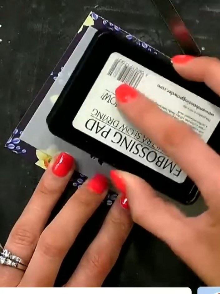 Step 8: Add a sentiment stamp below or around the embossed design using an embossing pad and embossing powder in the s