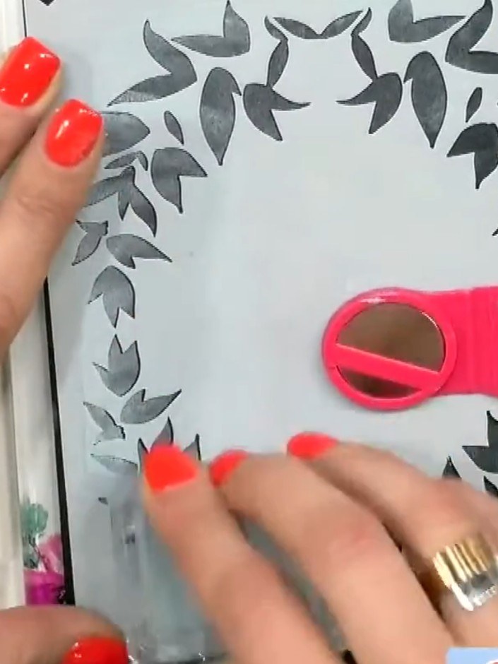 Step 4: Apply a second colour of pigment ink through the stencil using the blending tool. Work the ink through the lea