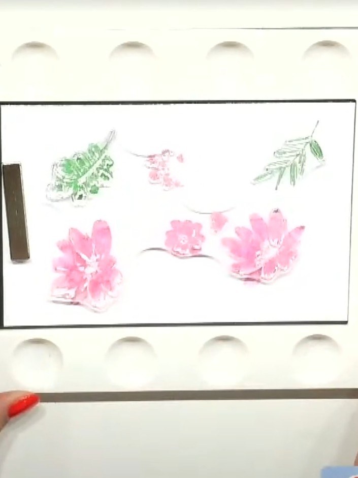 Step 7: Place the assembled stamp plate with all flower and foliage layers into your die-cutting machine. Run the plat