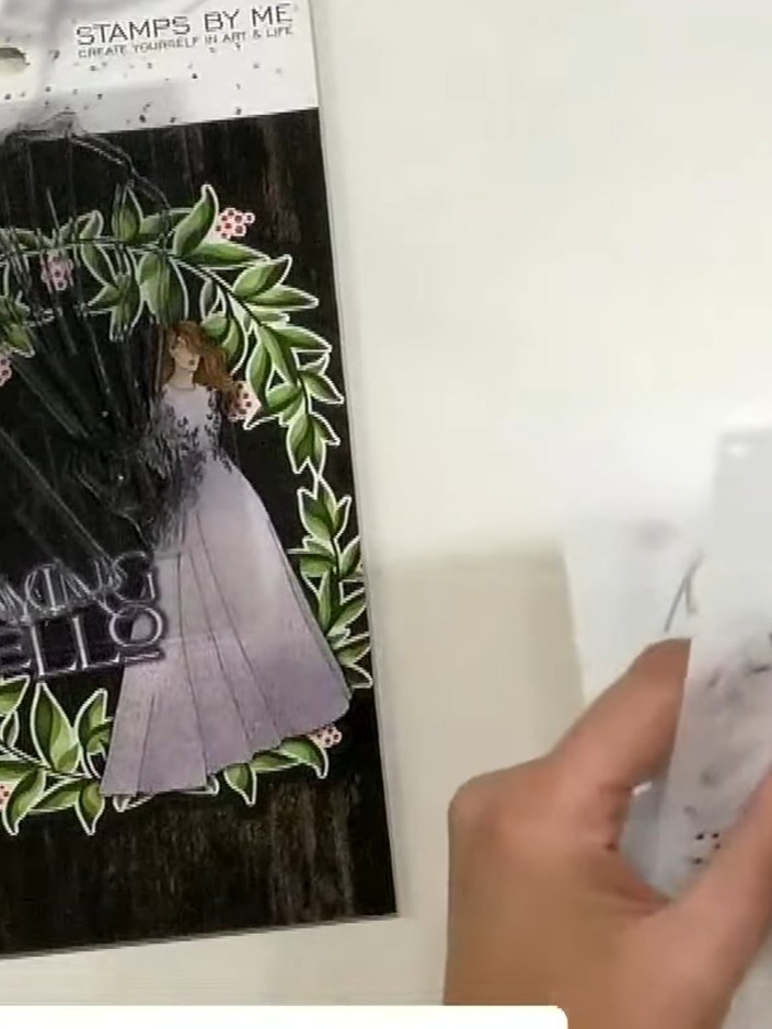 Step 1: Locate stencil number one (marked in the top left corner of the packaging) and position it on your white cards