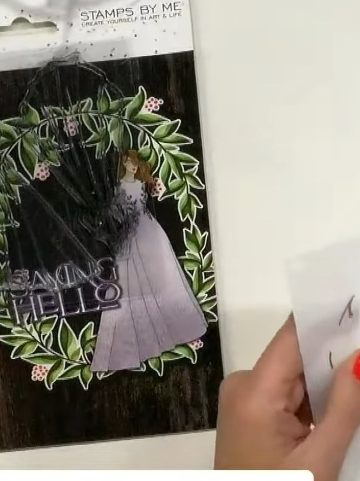 Step 2: Apply a light green ink through the stencil using an ink pad, pressing gently to avoid over-saturating the car