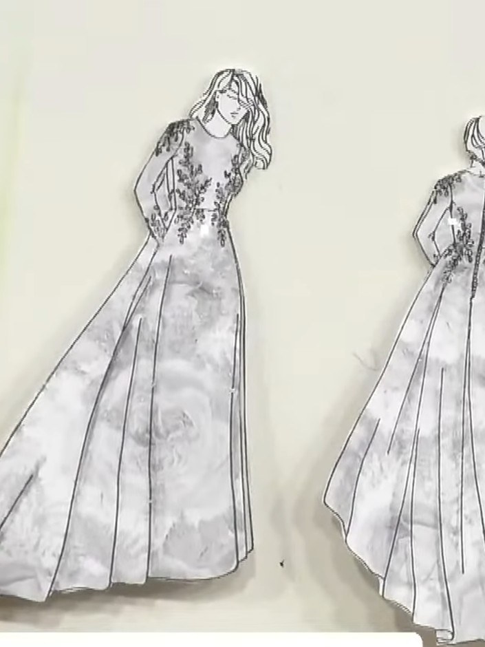 Step 5: Pega la pieza del vestido por capas sobre tu tarjeta base. Position it centrally on the front of the card, ensuring both