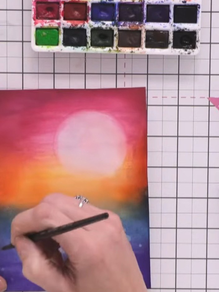 Step 9: Paint foliage shapes using a flat tip brush with the toe-belly-toe technique. Start on the toe of the brush, p