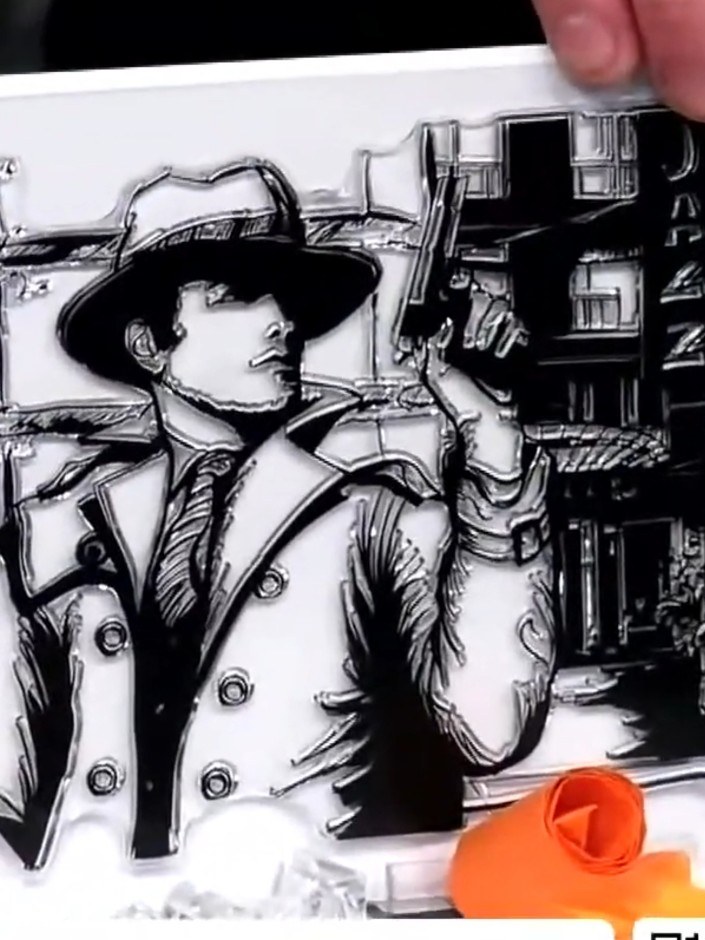Tarjeta vintage estilo cómic Midnight Detective - the finished project