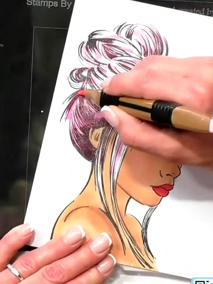 Step 5: Colour the hair using bright, vibrant shades such as pink and purple. Build up the colour with your chosen col