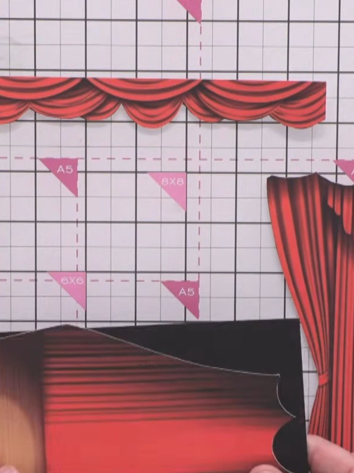 Step 2: Mount the curtain strips onto a piece of black card, overlapping them so that no edges show through. Ensure th