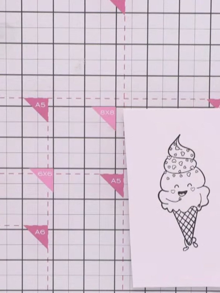 Karte mit Vorhang-Kulisse und Eiscreme-Figur - the finished project
