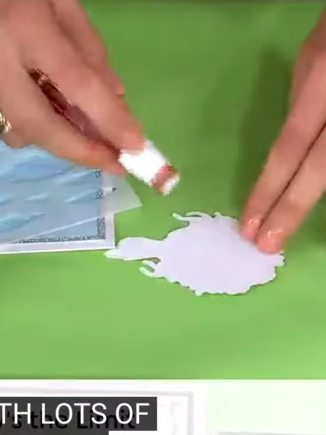 Step 1: Run the fluffy clouds 3D embossing folder through your die-cutting machine to create the dimensional cloud bas