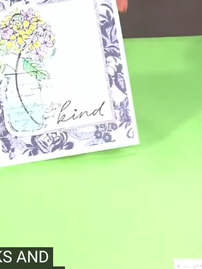Step 3: Mat and layer your stamped design from the Spring Morning collection onto the vellum base card. Position the l