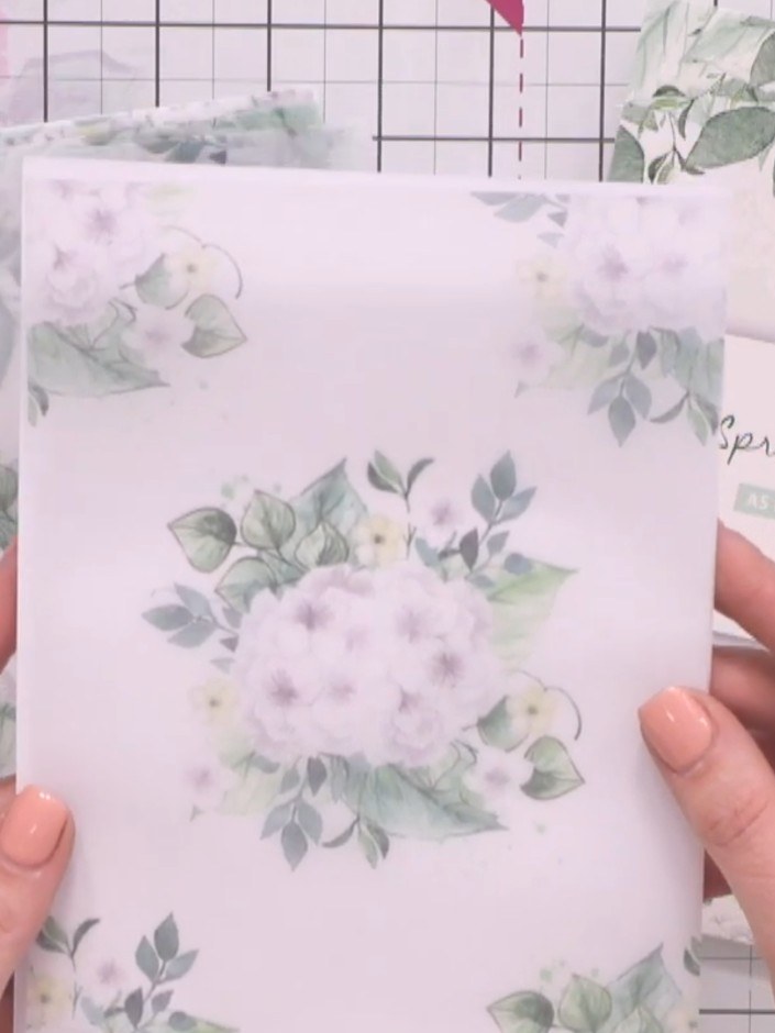 Step 4: Use the coordinating dies to cut out the stamped elements from the vellum paper. This will give you clean edge