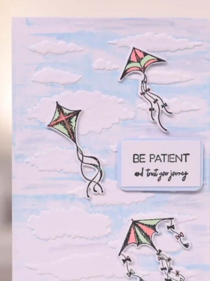 Tarjeta de globo aerostático The Sky's the Limit con embossing - the finished project