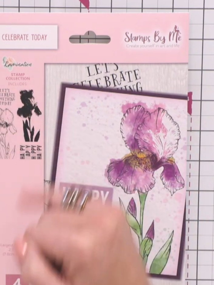Step 3: Allow the ink colours to blend naturally on the lamination film, creating a loose, artistic watercolour effect