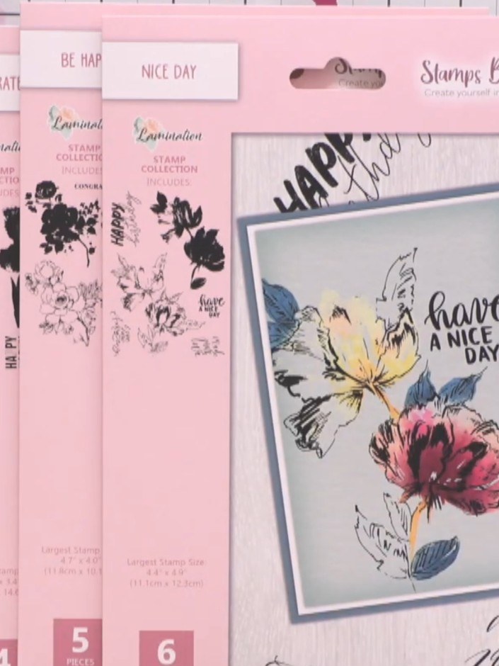 Step 4: Select a sentiment from the stamp collection and stamp it onto your card. The kit includes various sentiments 