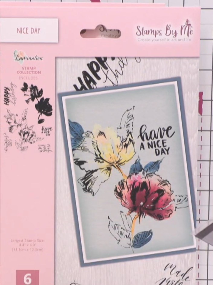 Step 5: Use the sentiment stencil to add 'have a nice day' in black ink to the top right of your card. Position the st