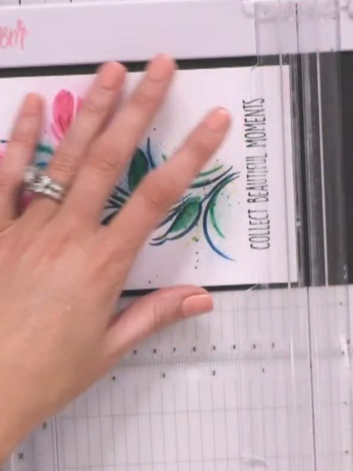 Step 6: Once the glue is dry, adhere the sentiment strip to the card front. Position it carefully to cover any small i