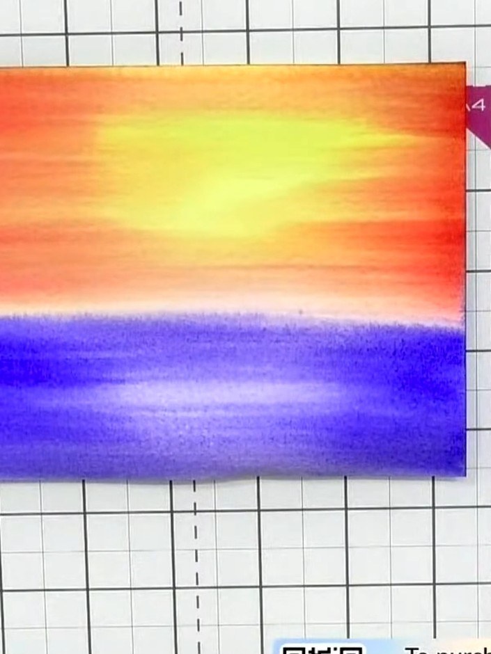 Fondo de atardecer en acuarela con paisaje estampado - the finished project