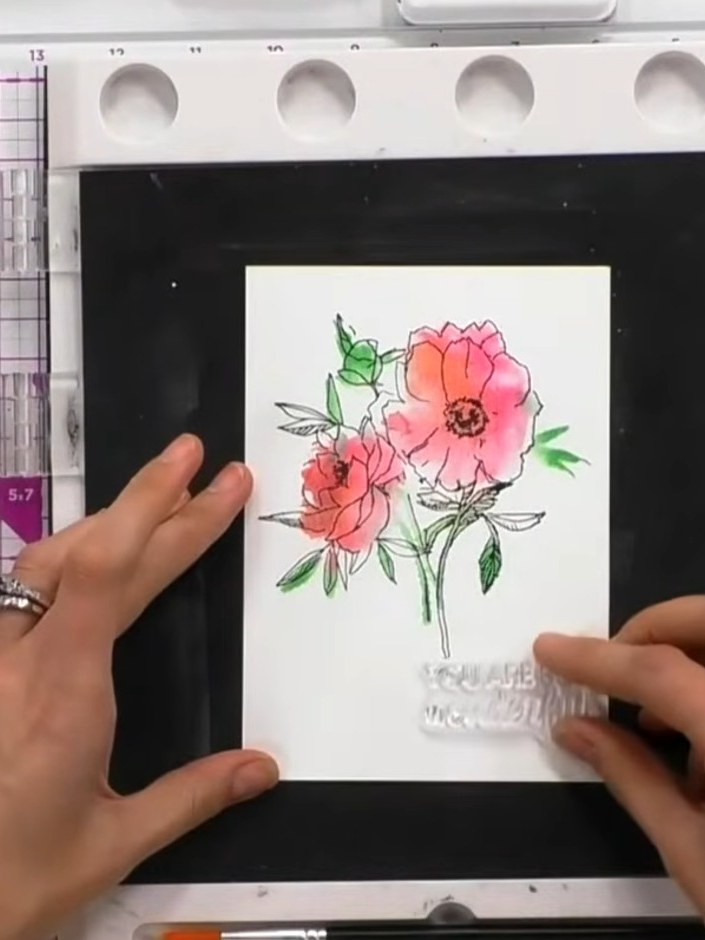 Aquarell-Blumenkarte mit Lamination-Stempeln - the finished project