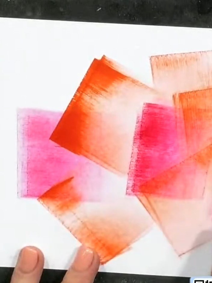 Step 3: Apply yellow ink to the background using a blending tool, adding it to some of the stamped squares to create a