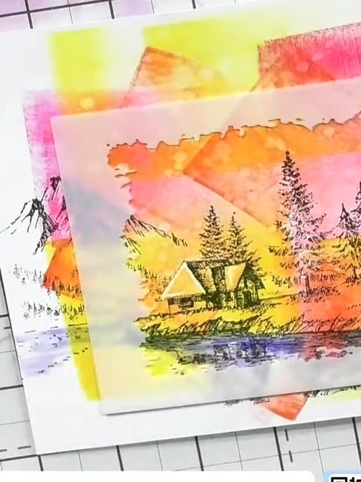 Step 2: Trim the stamped image to your desired size and shape using a trimmer or scissors. Keep the main scenic elemen
