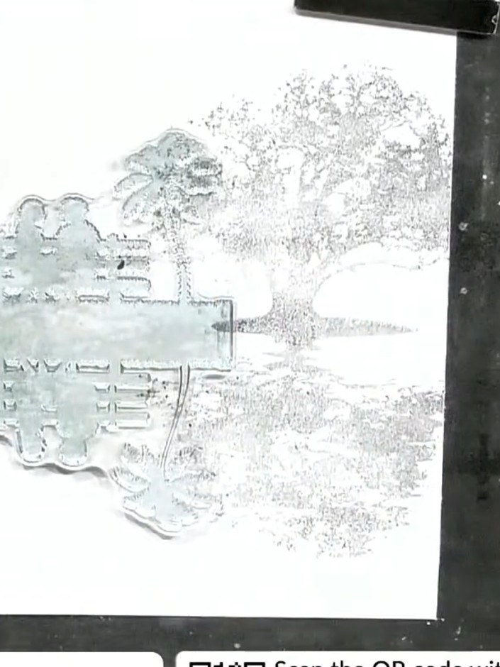Step 4: Stamp a small tree image in the top right corner of the card using black ink. This adds movement and perspecti