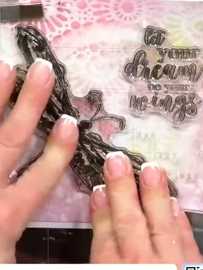 Step 2: Stamp the dragonfly image onto your white card base using black all-purpose hybrid ink, positioning it offset 