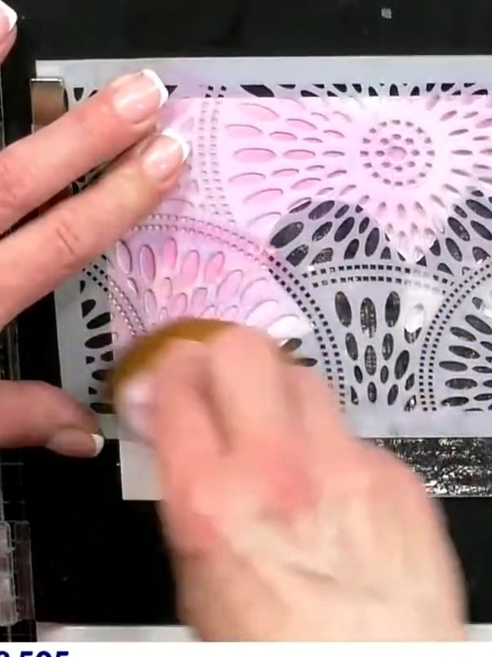Step 2: Place the decorative stencil mask onto your white card base. Position it where you want the design to appear a