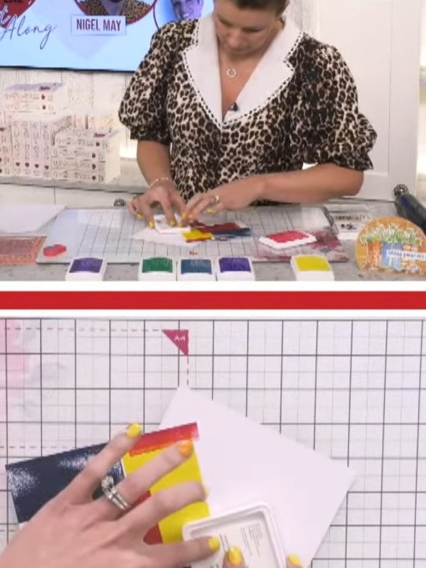 Tarjeta con sellos en tres colores y técnica por capas - the finished project