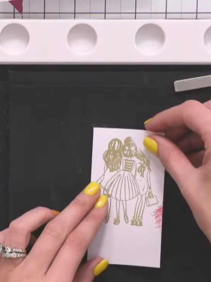 Step 6: If you miss any detail when stamping, use the halo left by the embossing powder to realign the stamp and re-st