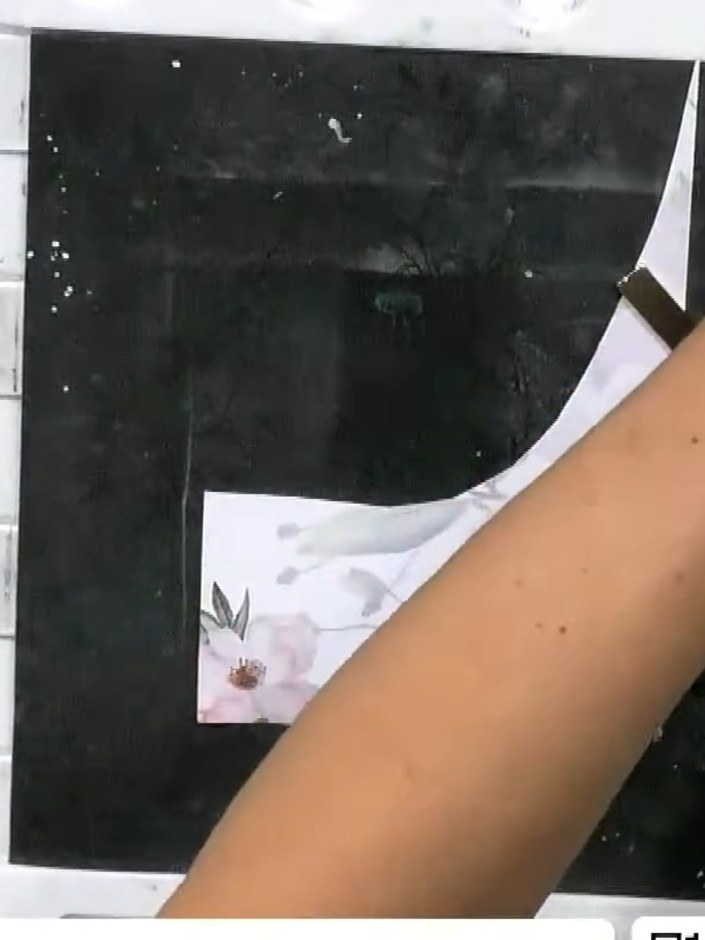 Step 1: Select a scrap of patterned paper from your collection. Position your shoe stamp on the patterned paper to cho